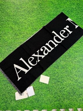 Alexander McQueen Black and White Logo Scarf